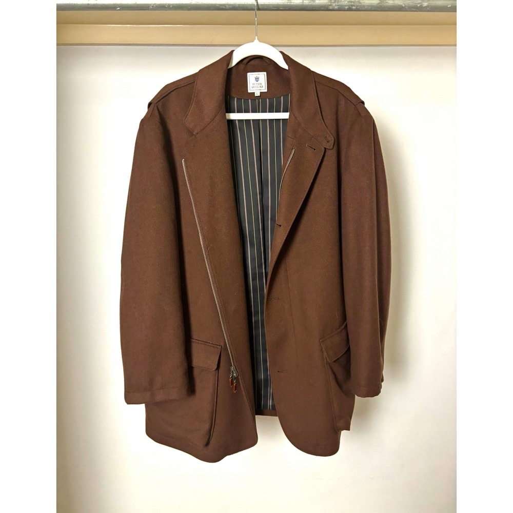 Peter Millar 100% Cashmere Blazer Jacket Mens L Brown Two-Button Notch Lapel